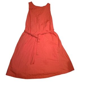 Ann Taylor Belted Orange Cotton Dress